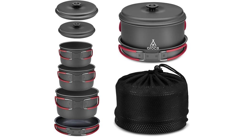 camping cookware with bag