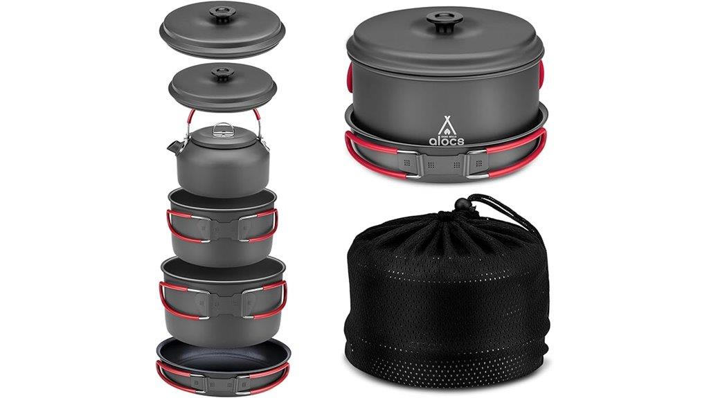 compact camping cookware set