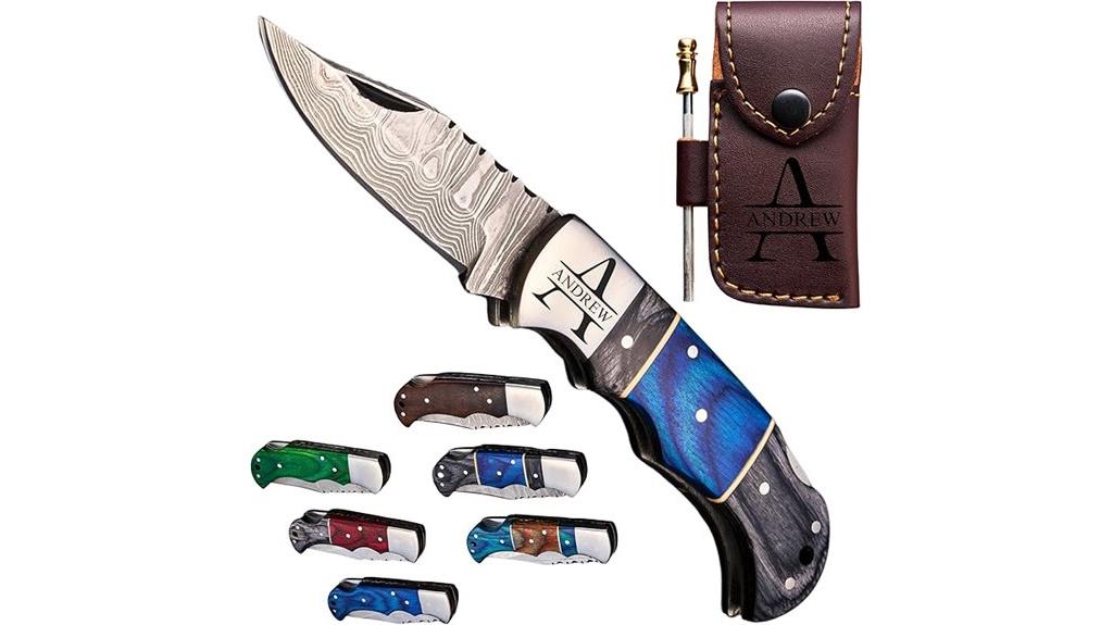 custom damascus wood knife