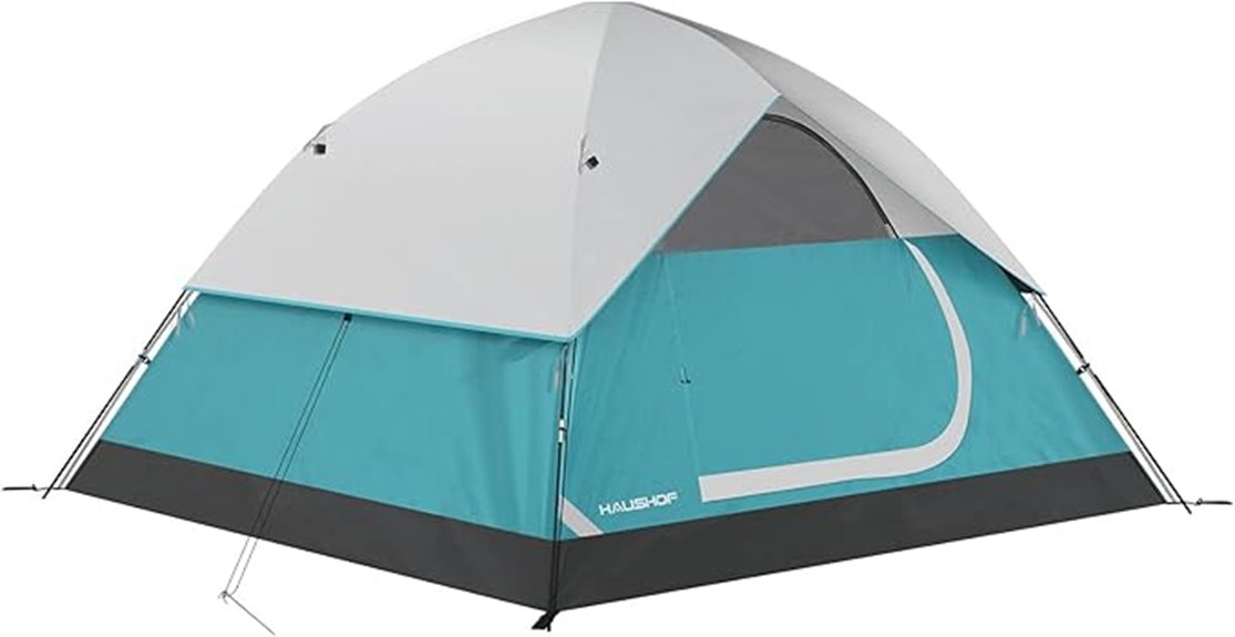 family dome tent setup