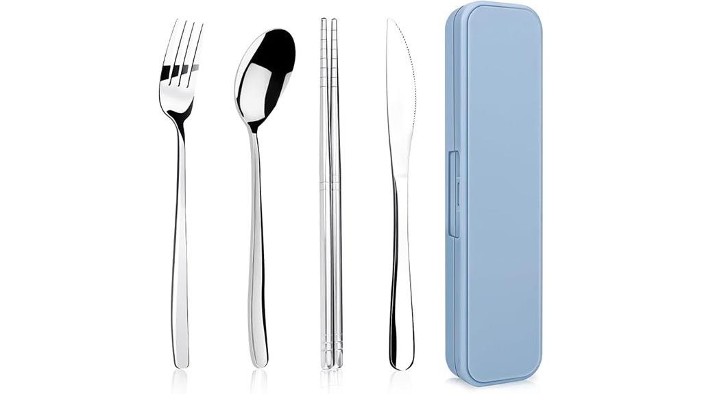 portable travel utensils set