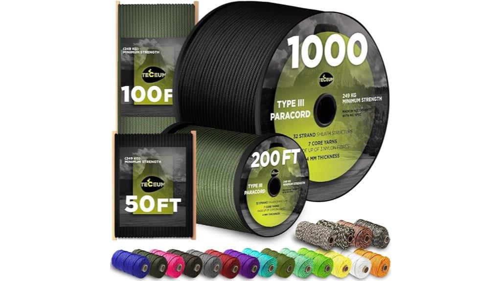tactical 4mm paracord rope