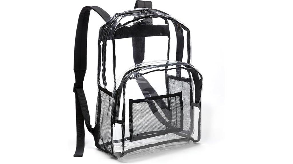 transparent water resistant school backpack