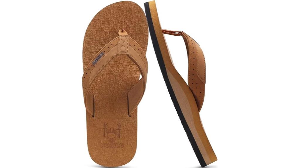 arch support leather flip flops