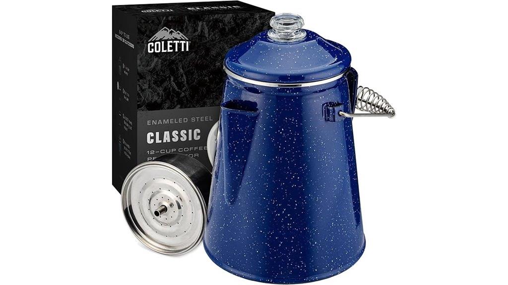 blue enamel coffee percolator