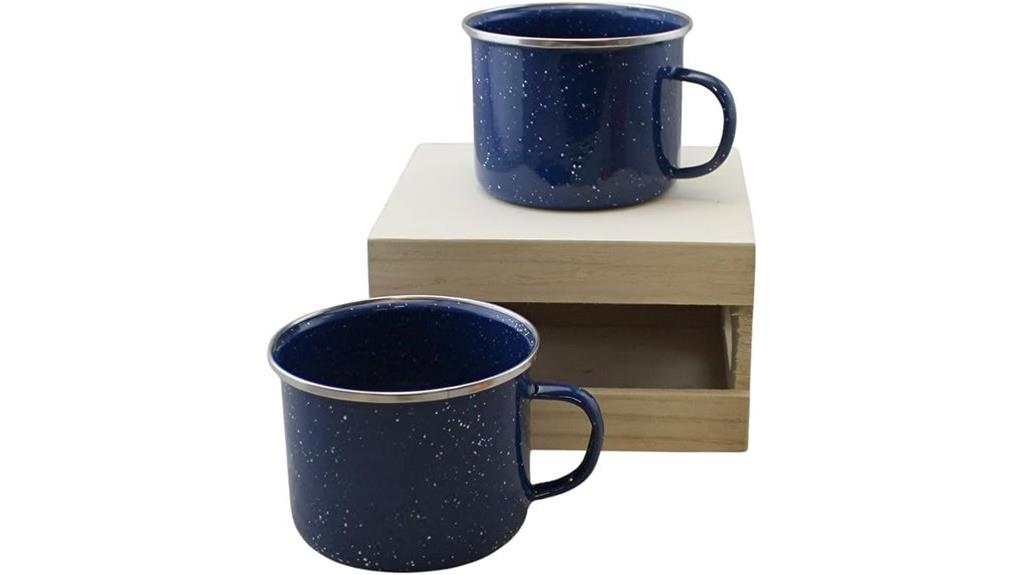 blue enamel mugs set