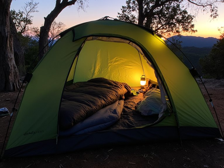 comfortable camping sleep setup