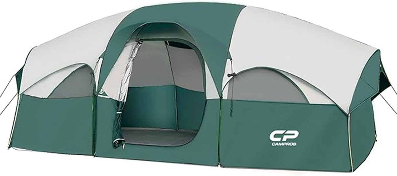 family camping tent setup
