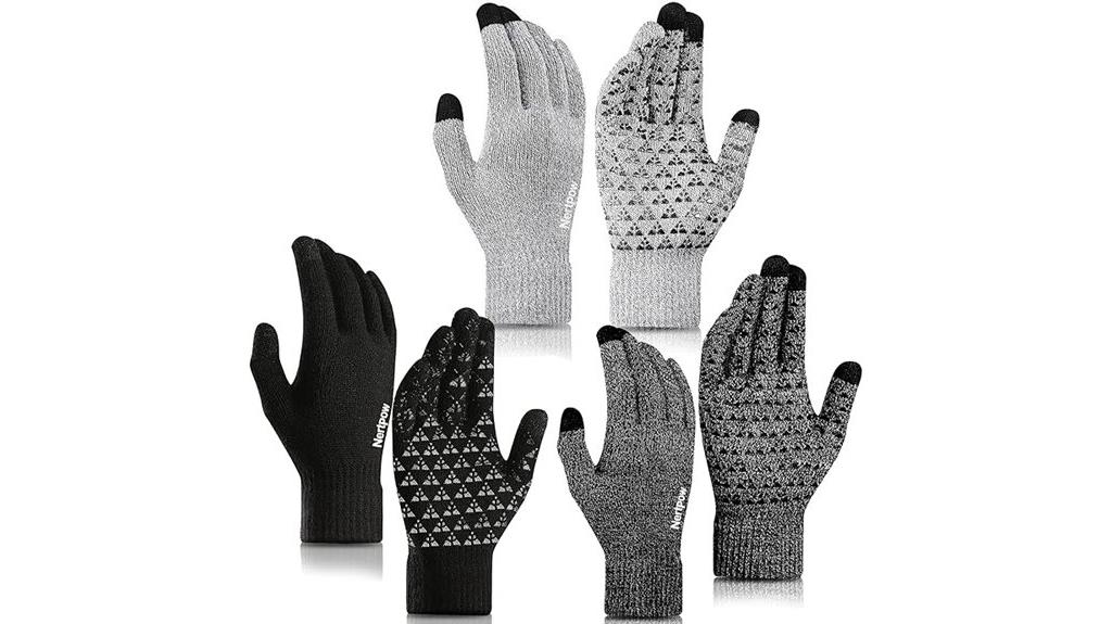 knit anti slip winter gloves