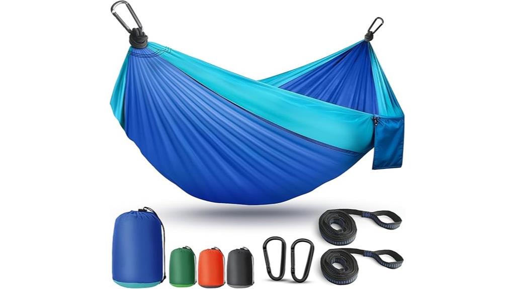 lightweight blue camping hammock