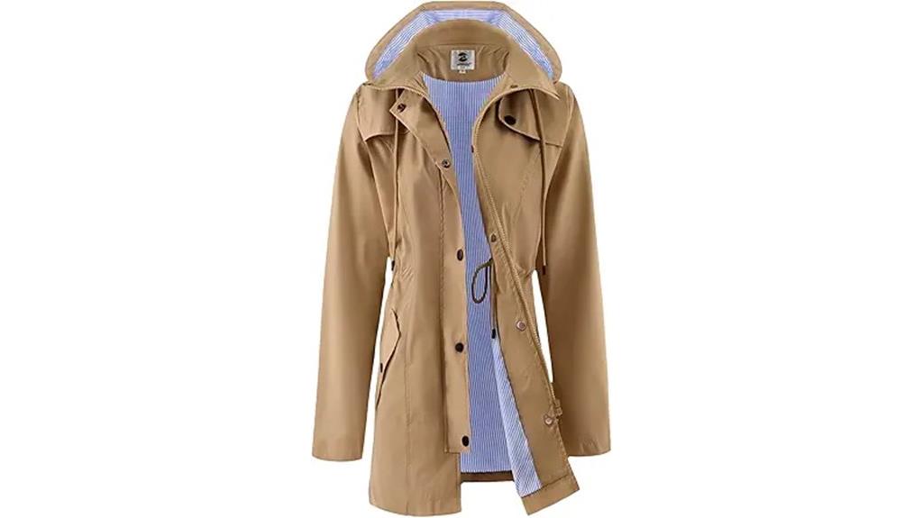 long waterproof hooded jacket