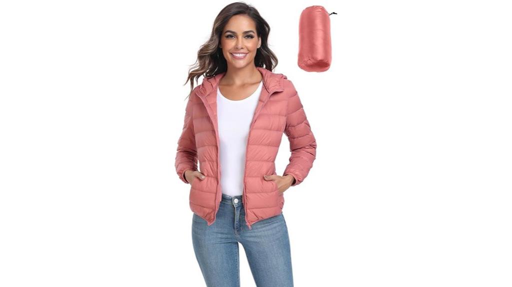 packable hooded puffer coat
