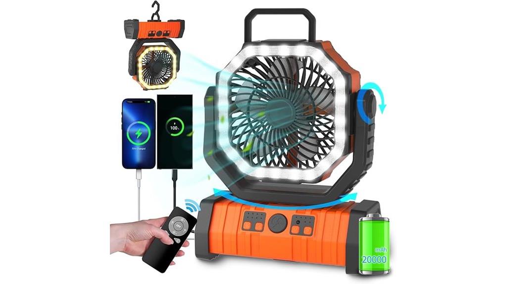 portable camping fan light