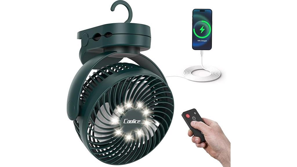 rechargeable camping fan remote