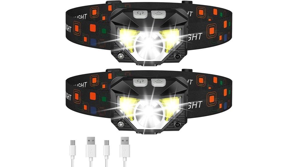 rechargeable waterproof headlamp flashlight