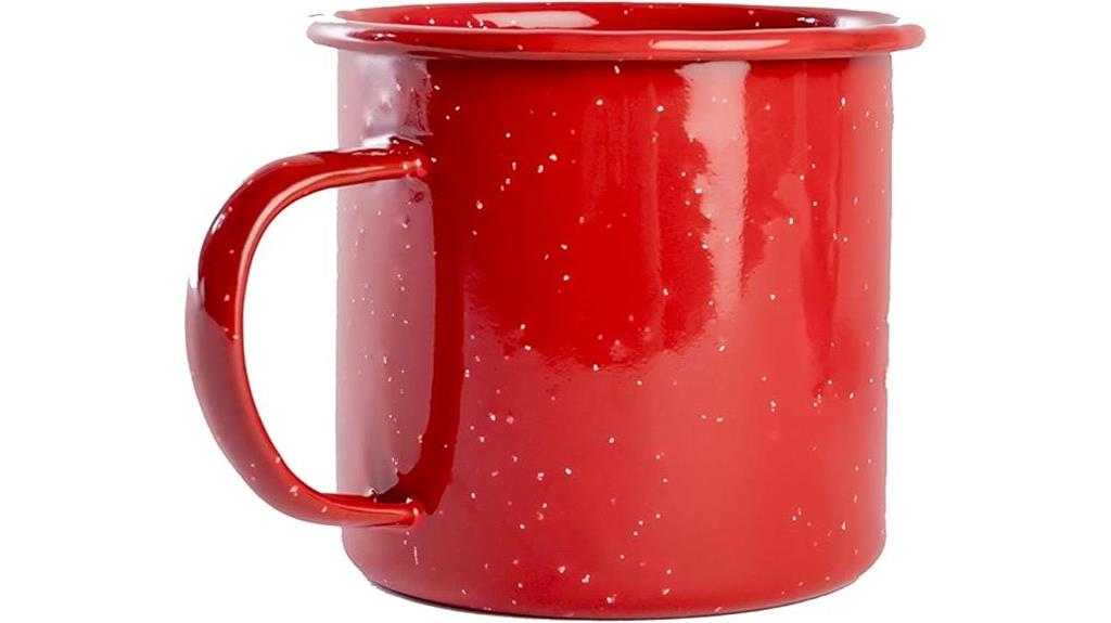 red camping coffee mug