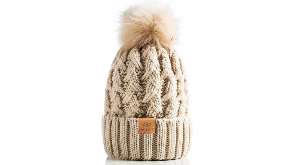 ribbed beanie with pompom