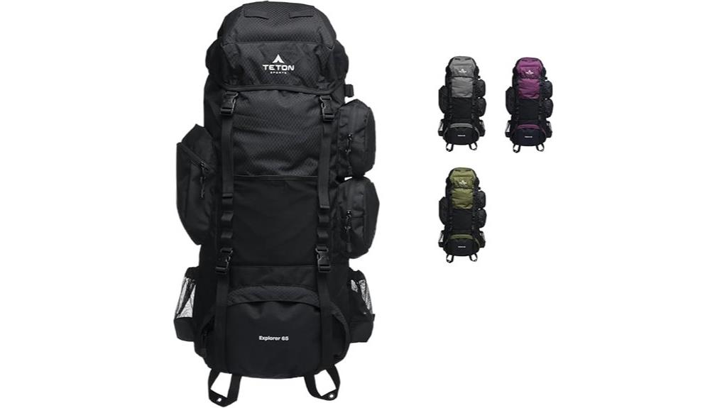 teton 65l hiking backpack