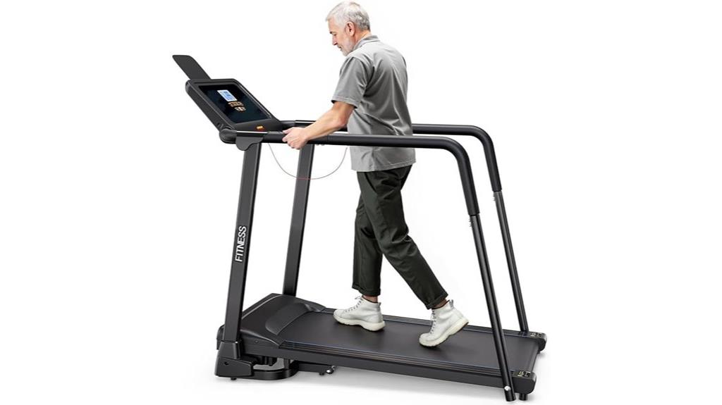 compact walking pad with handrails