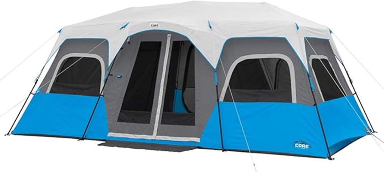 led lit camping cabin tent
