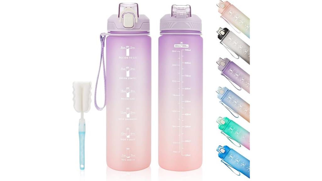 motivational time marked water bottle