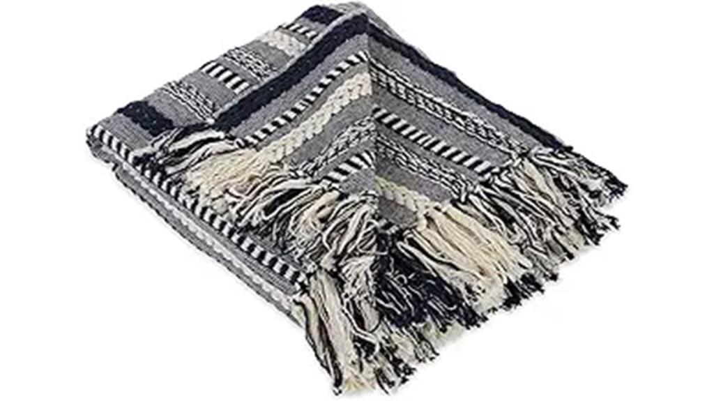 navy braided striped blanket