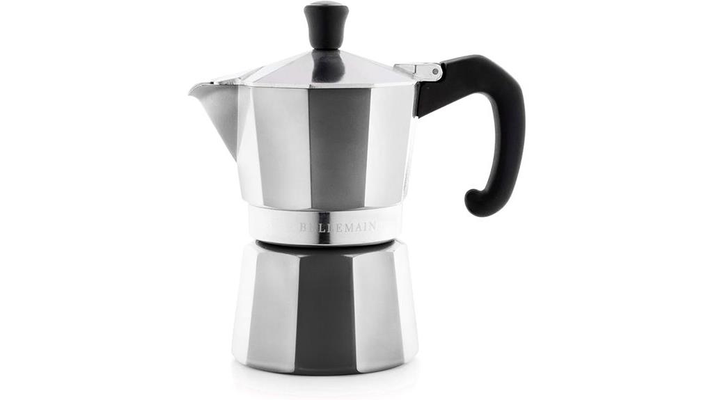 silver moka pot 3 cup