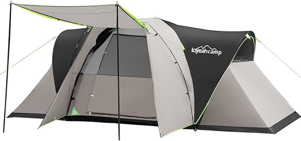 spacious three room camping tent