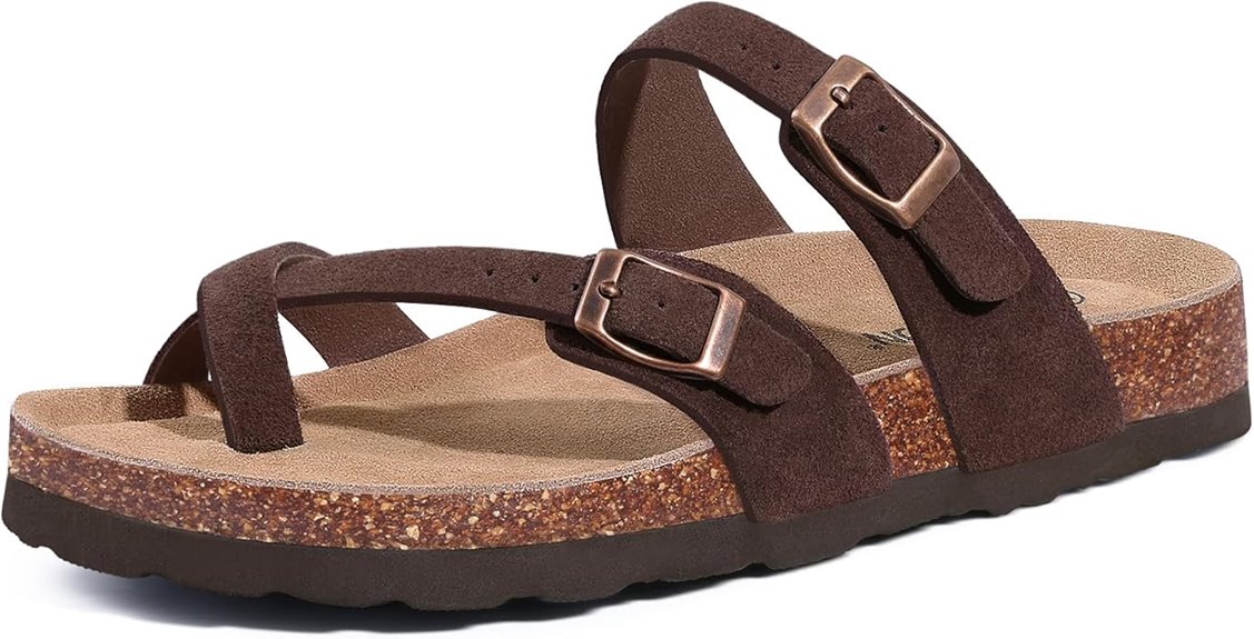 suede adjustable buckle sandals